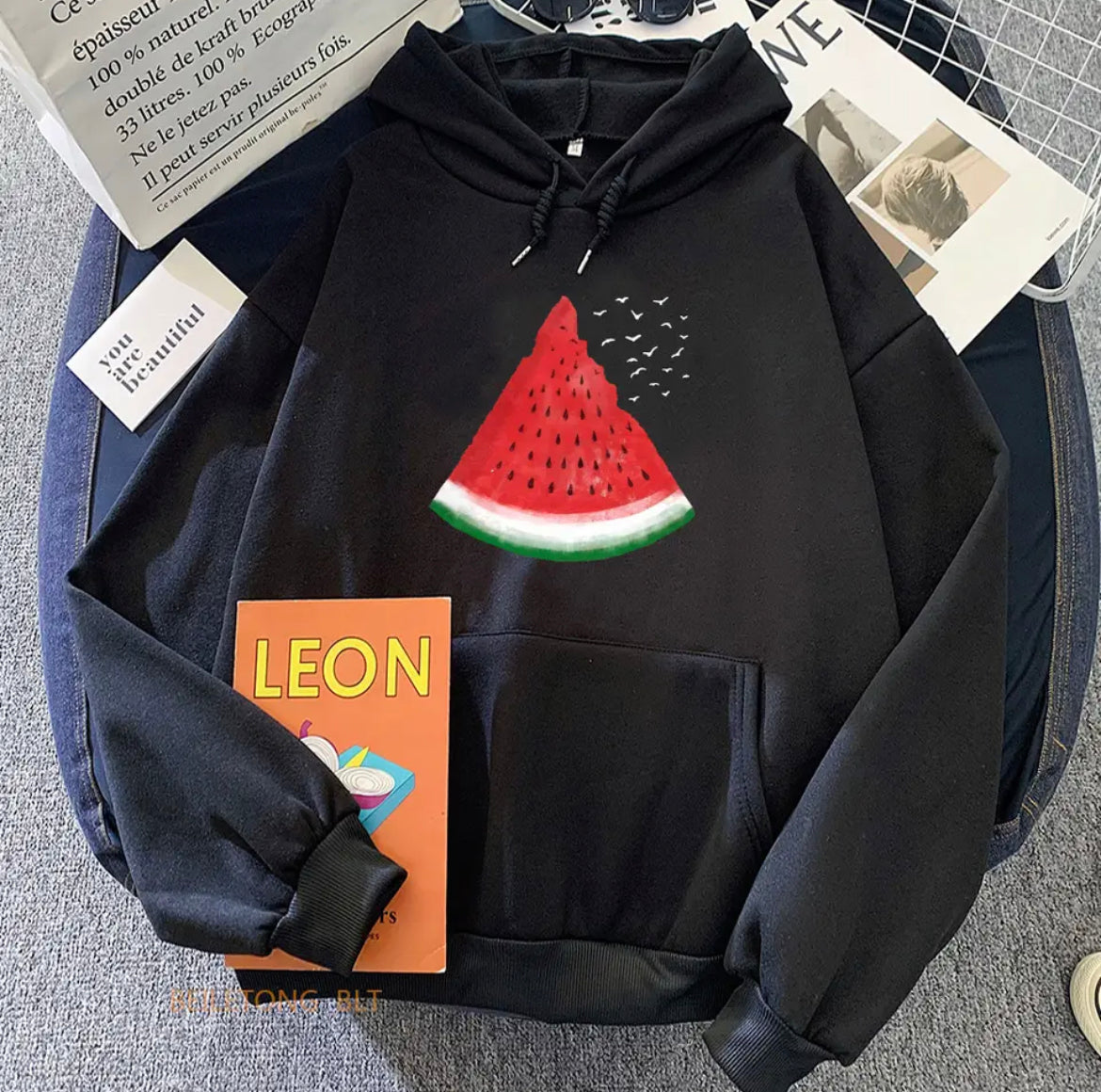 Palestine water melon hoodie flying birds