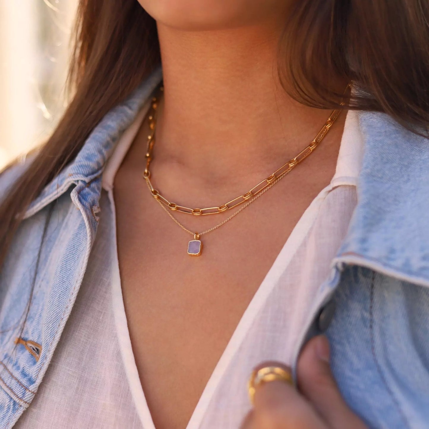 Original sterling silver natural stone necklace