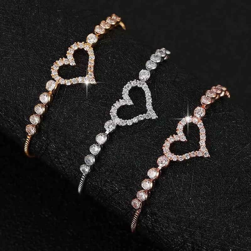 Iced heart bracelet