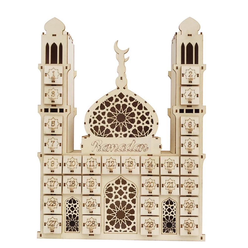 Ramadan wooden Advent countdown mosque calendar