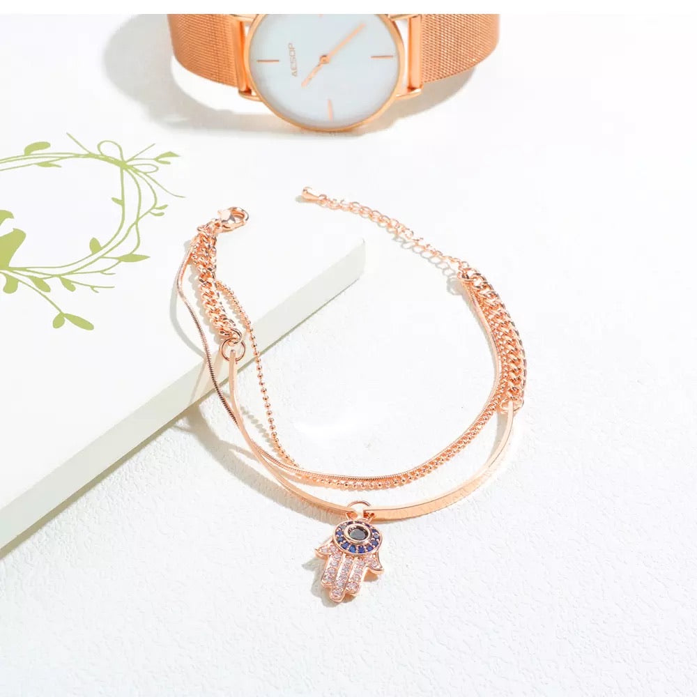 Hamza Hand braclet with crystals