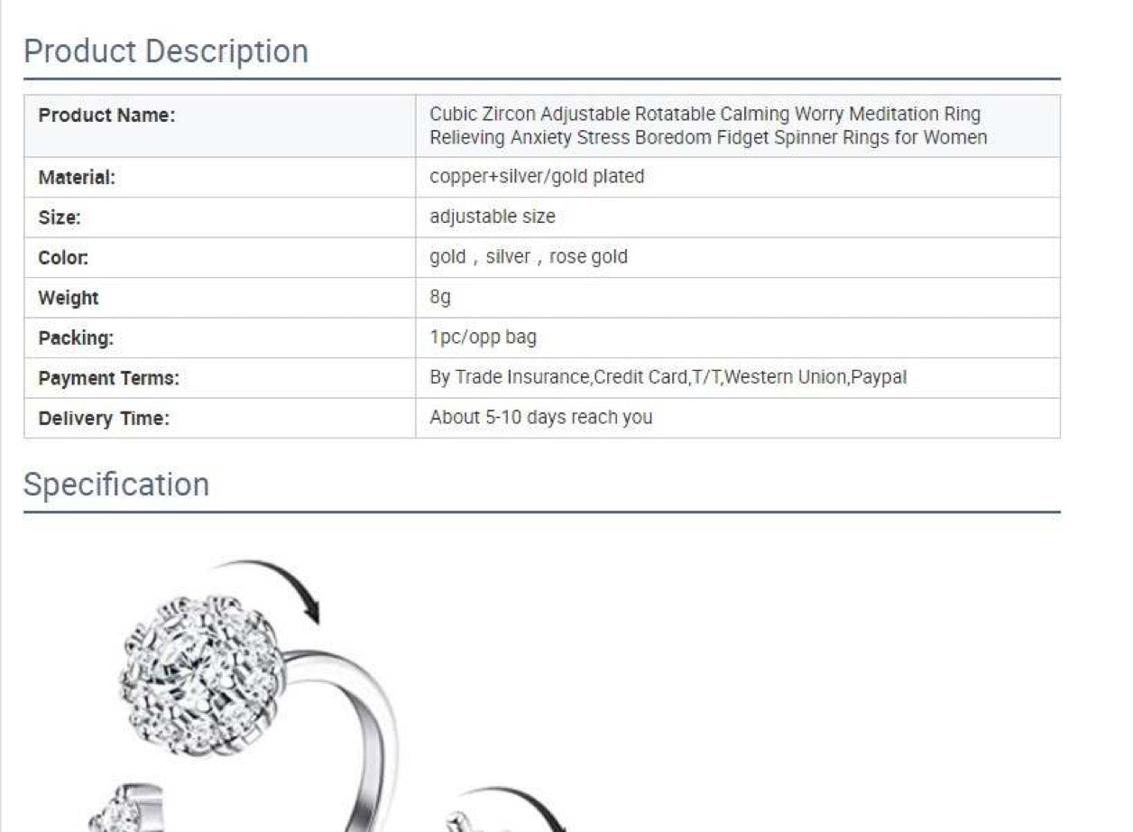 Rotating snowflake calming ring