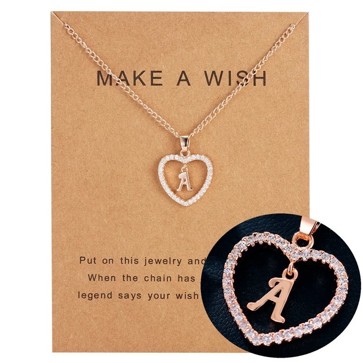 In my heart initial and letter pendant