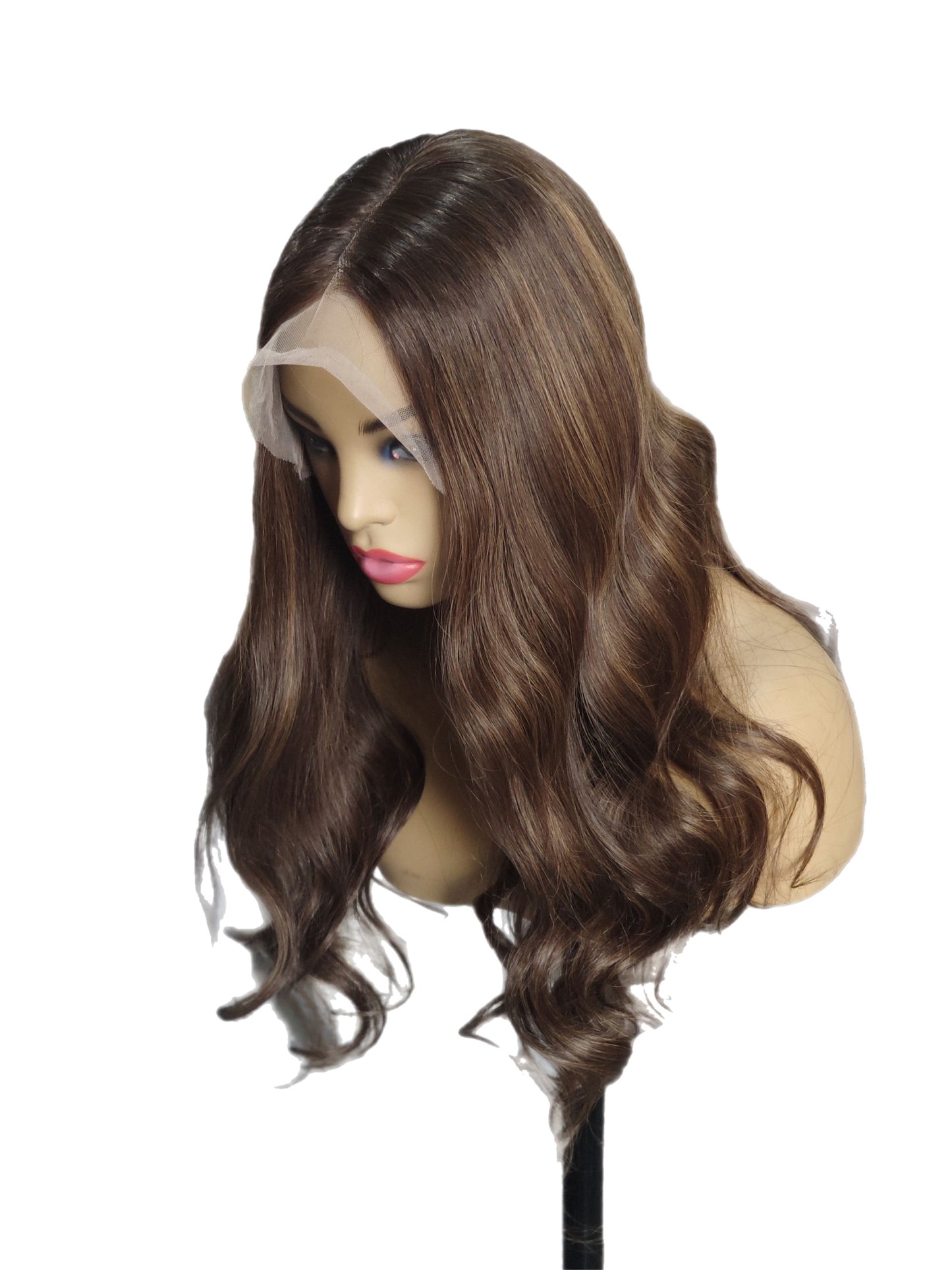 Brunette front lace wavy wig 22 inches