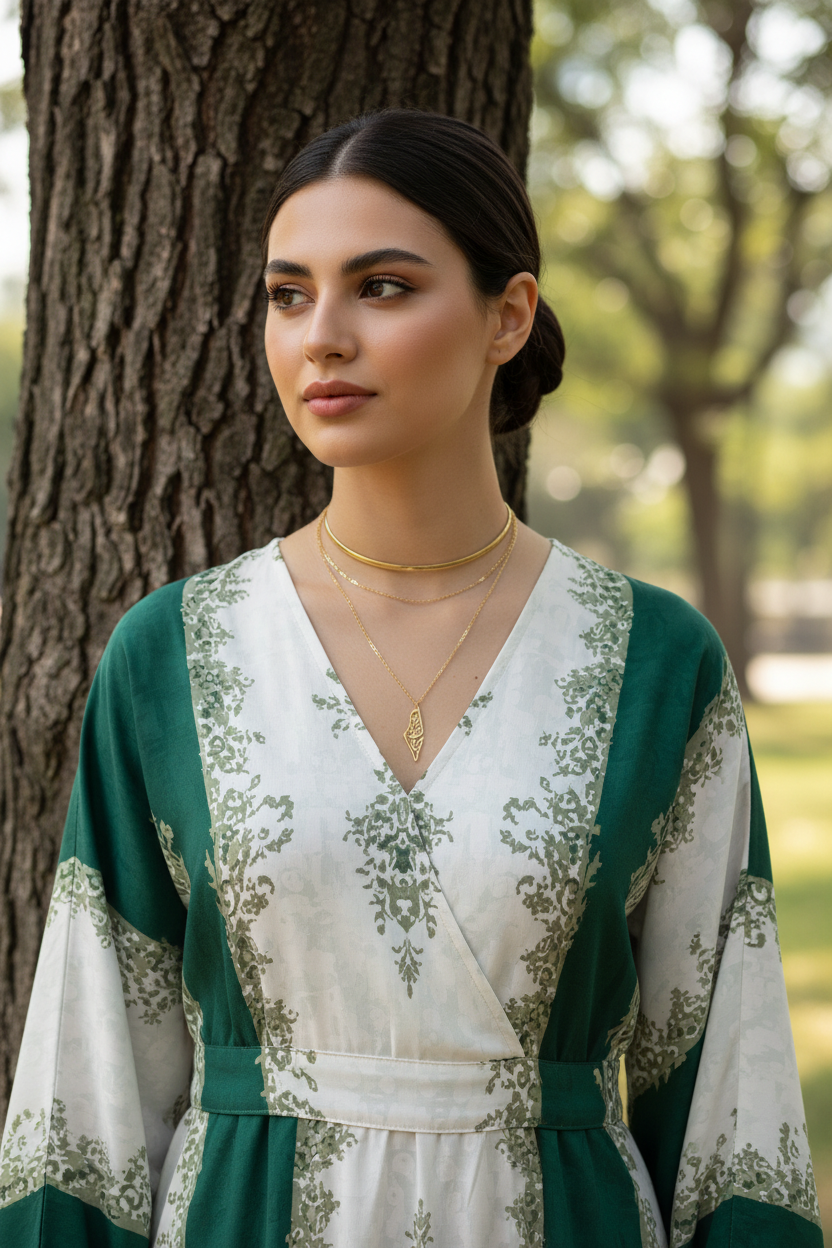 Arabic Caligraphy Palestine map Necklace