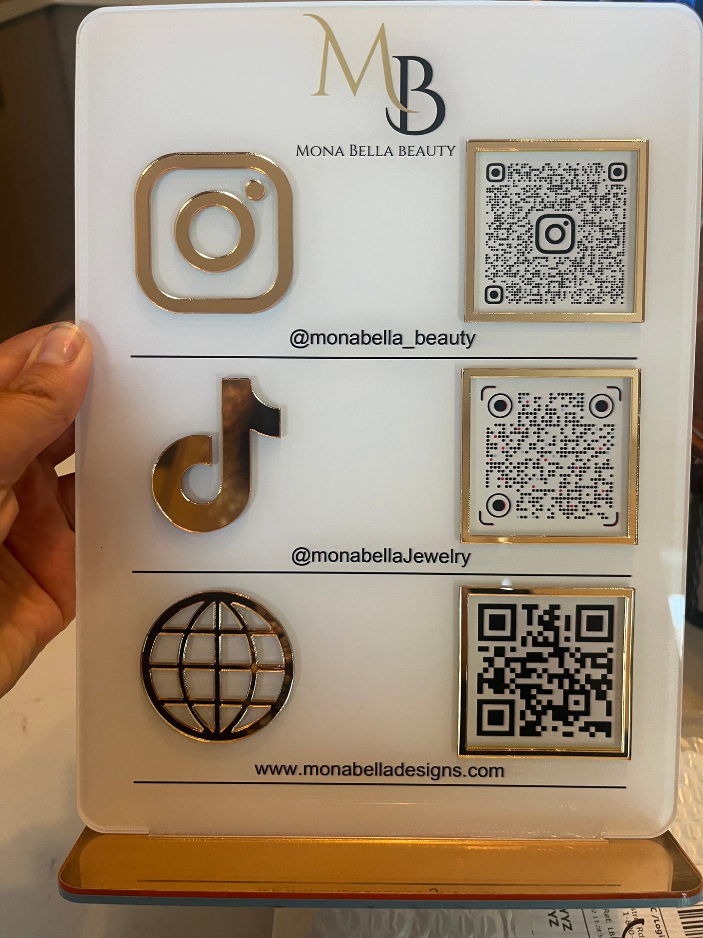 Social media QR code acrylic sign