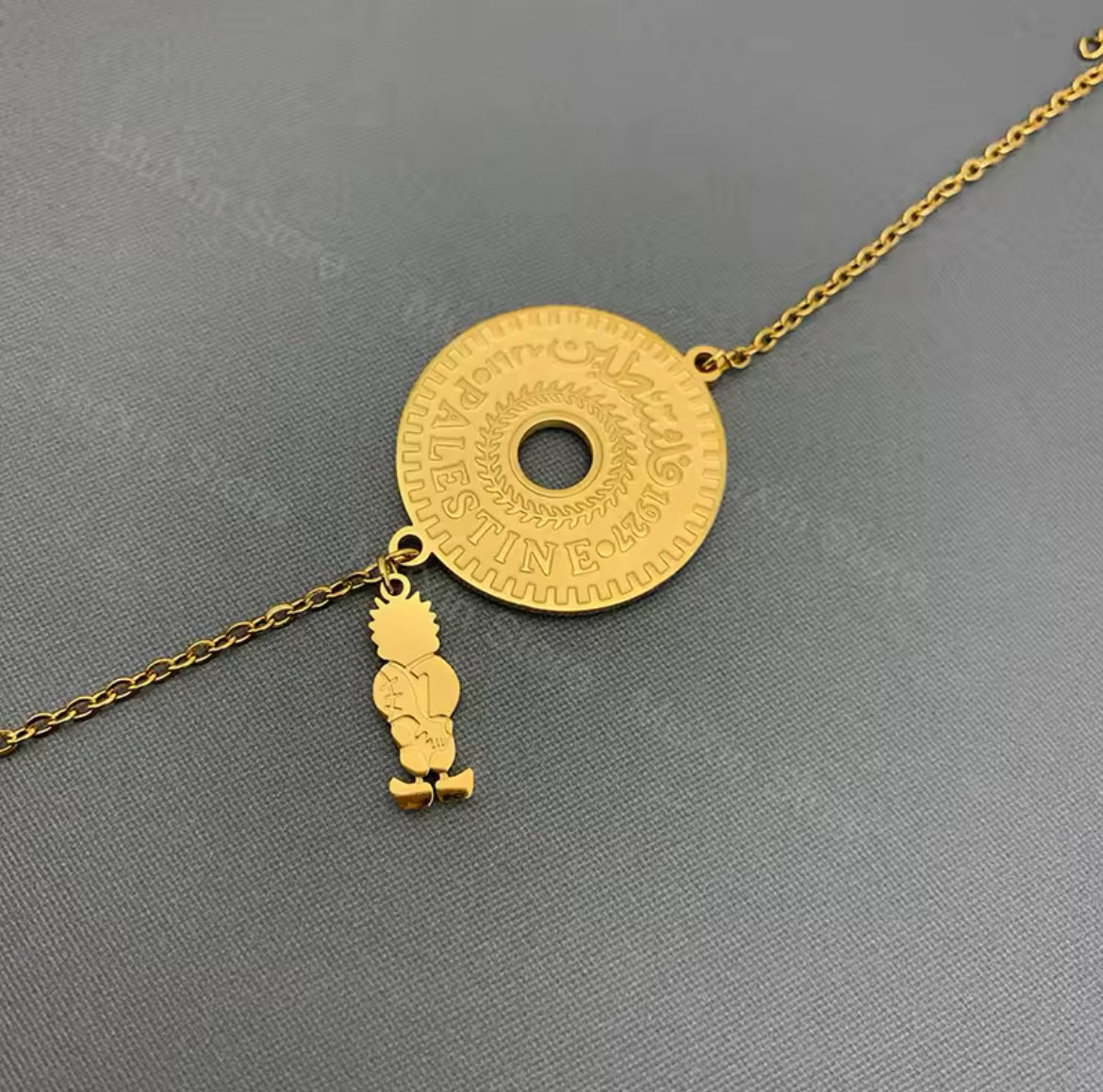 Palestine coin and handala charm