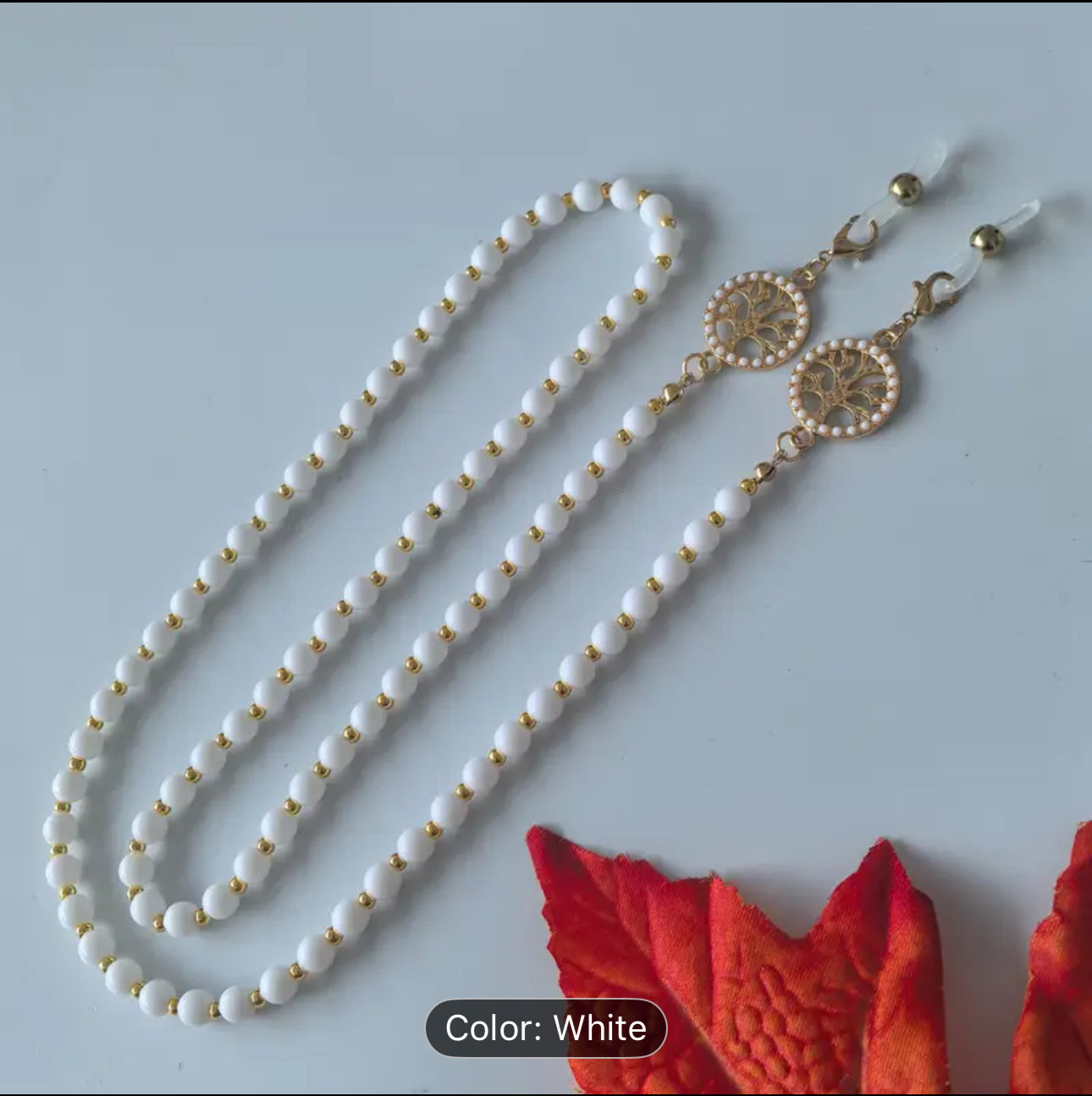 Beaded Eyewear Chain with Gold Accents
