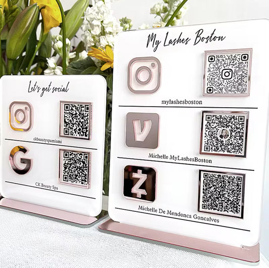 Social media QR code acrylic sign