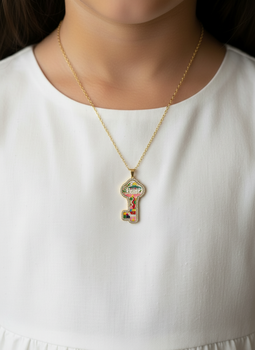 Palestine map Palestine key necklace