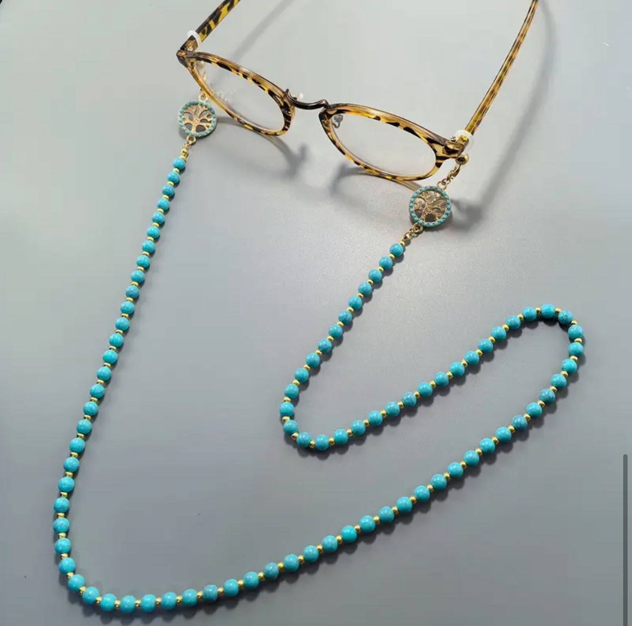 Beaded Eyewear Chain with Gold Accents