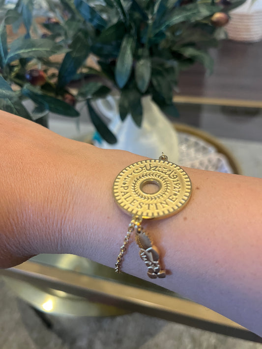 Palestine coin and handala charm