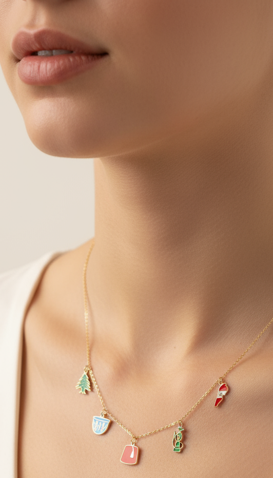 Lebanon 5 charm necklace