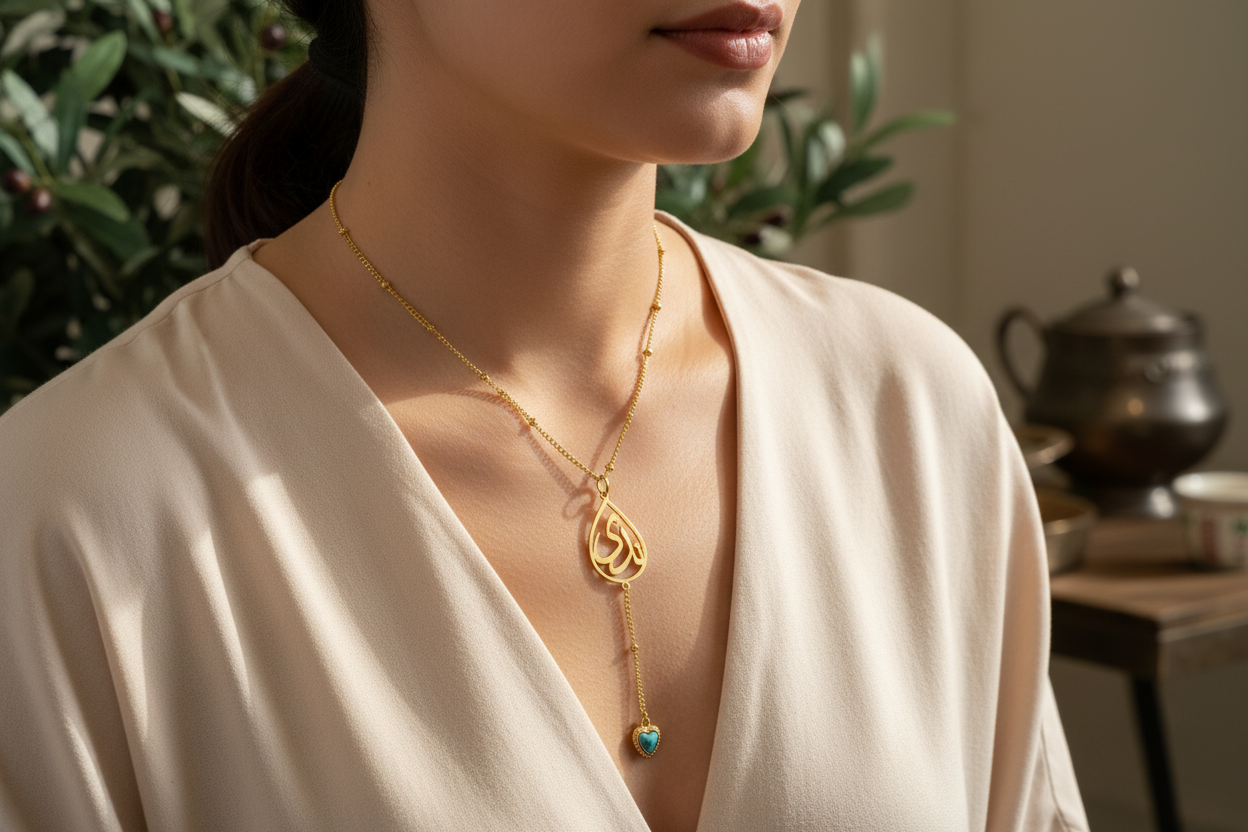 Rosary style custom Arabic Caligraphy necklace