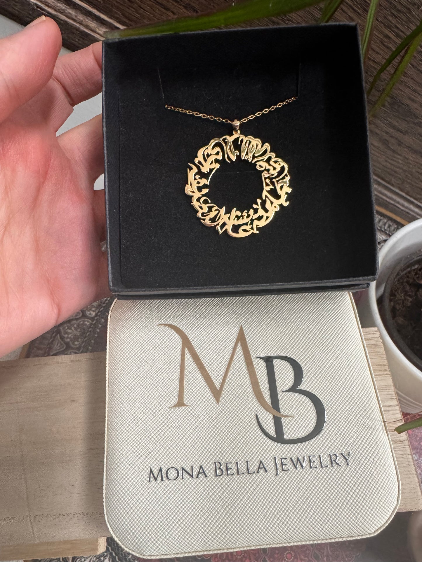 Custom wreath style arabic Caligraphy pendant