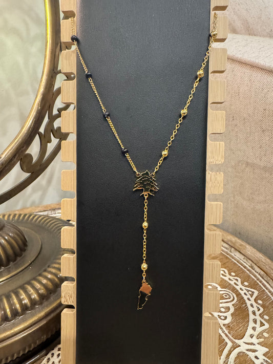 Cedar tree and Lebanon map necklace