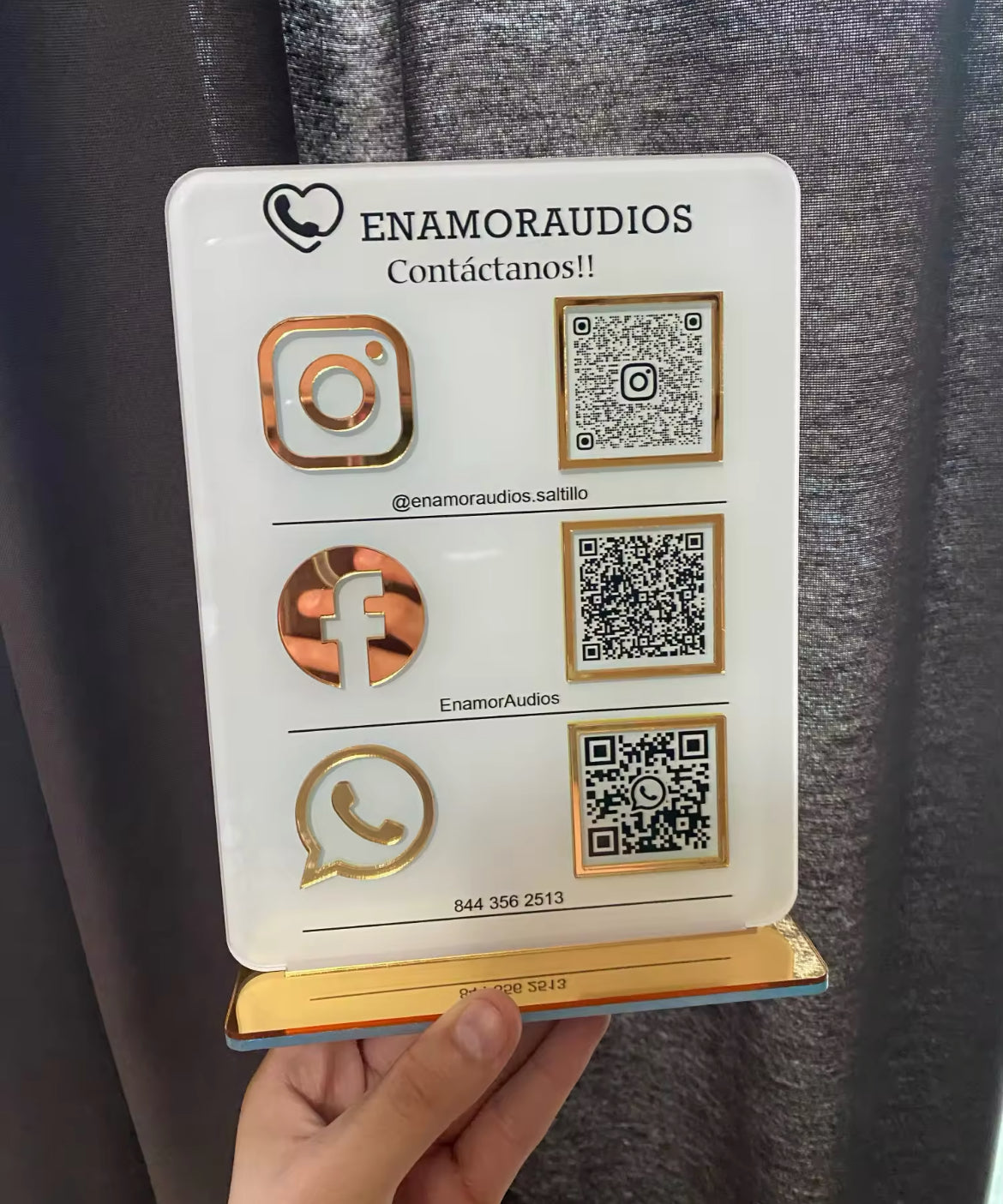 Social media QR code acrylic sign