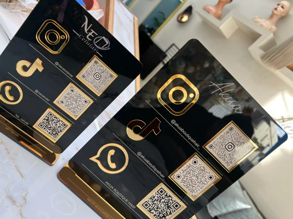 Social media QR code acrylic sign