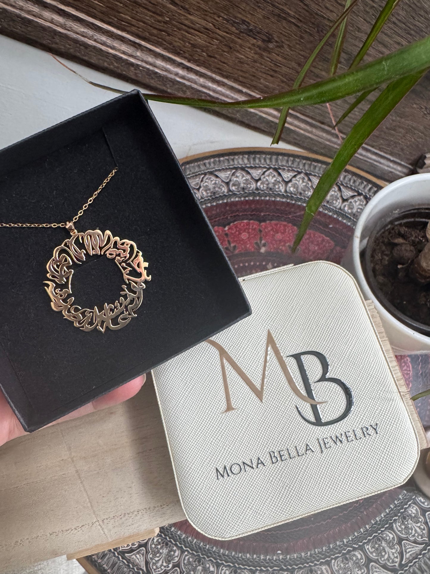 Custom wreath style arabic Caligraphy pendant