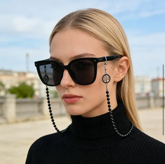 Beaded Eyewear Chain with Gold Accents