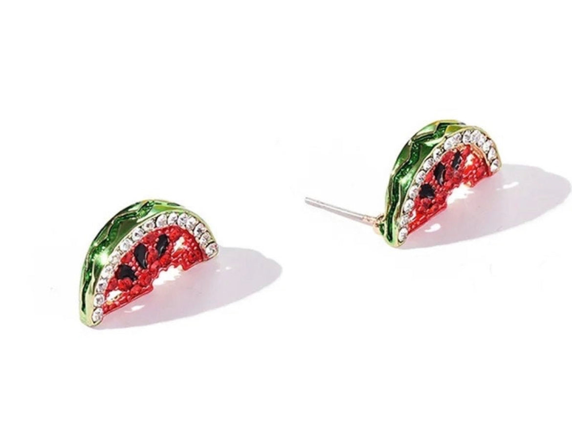 Water melon studded earrings