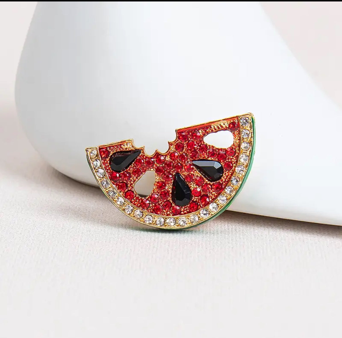 Crystal studied watermelon, brooch pin