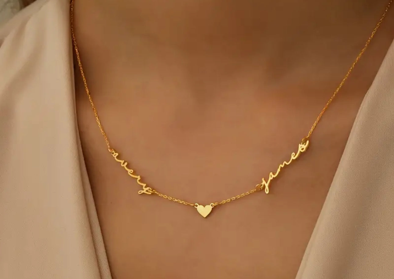 Double Name Heart Chain