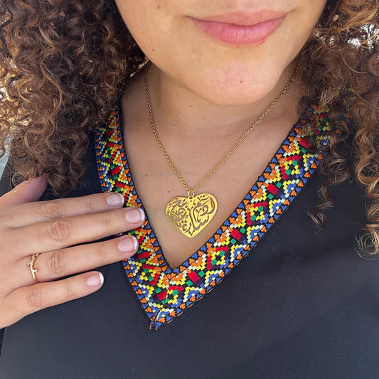 Arabic calligraphy heart shaped pendant