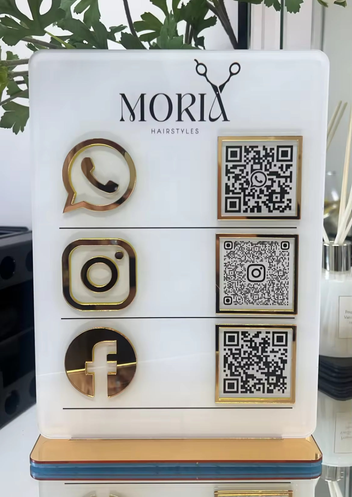 Social media QR code acrylic sign
