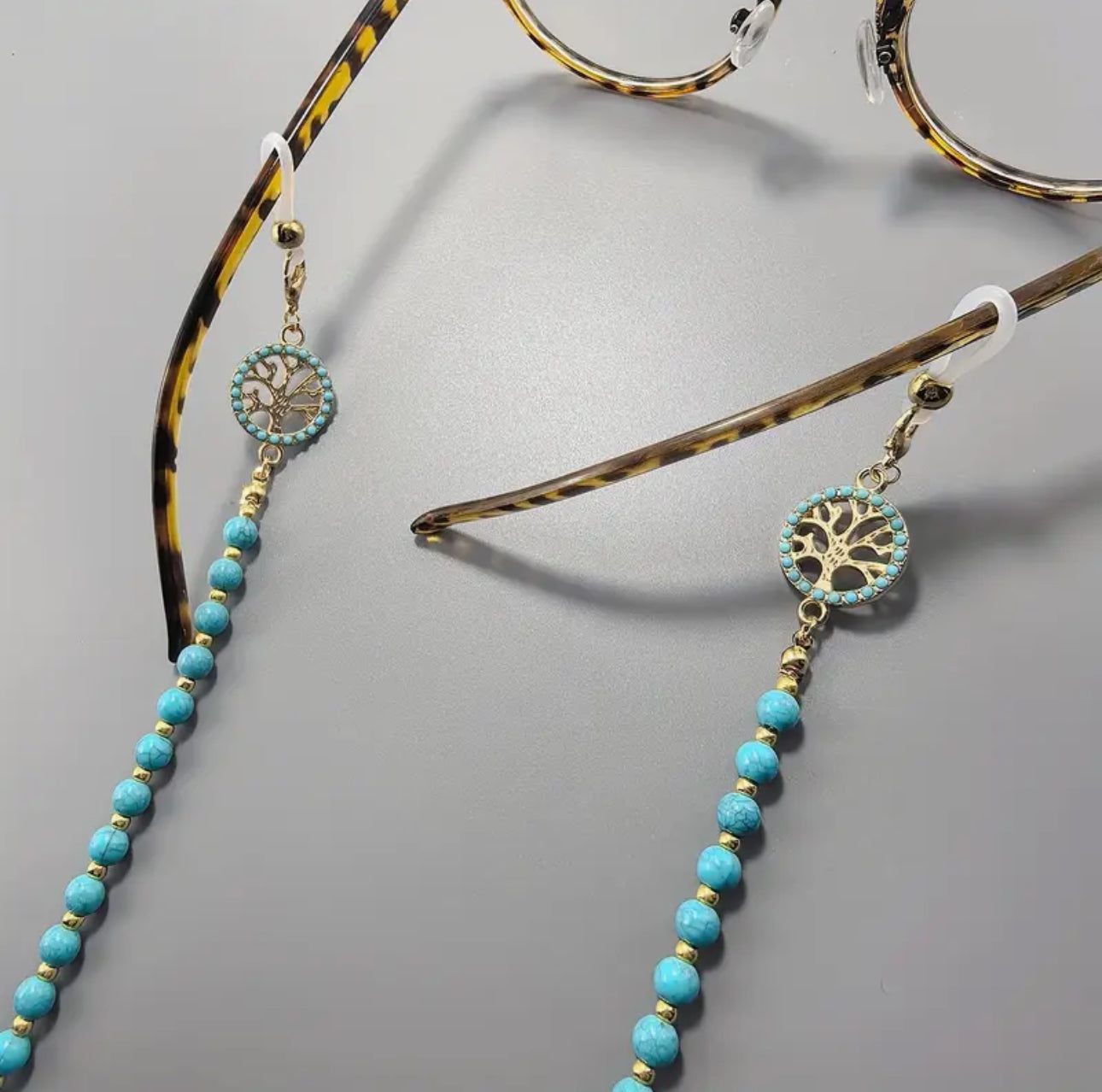 Beaded Eyewear Chain with Gold Accents