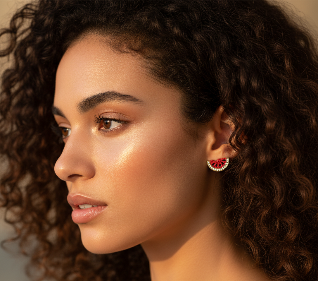 Water melon studded earrings