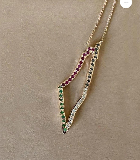 Crystal studded Palestinian map
