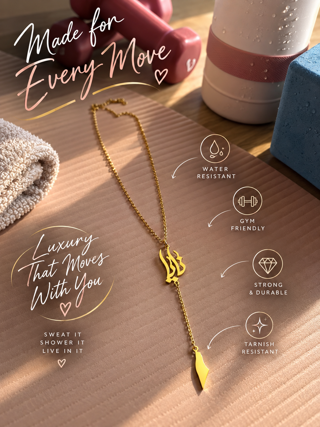 Rosary style custom Arabic Caligraphy necklace