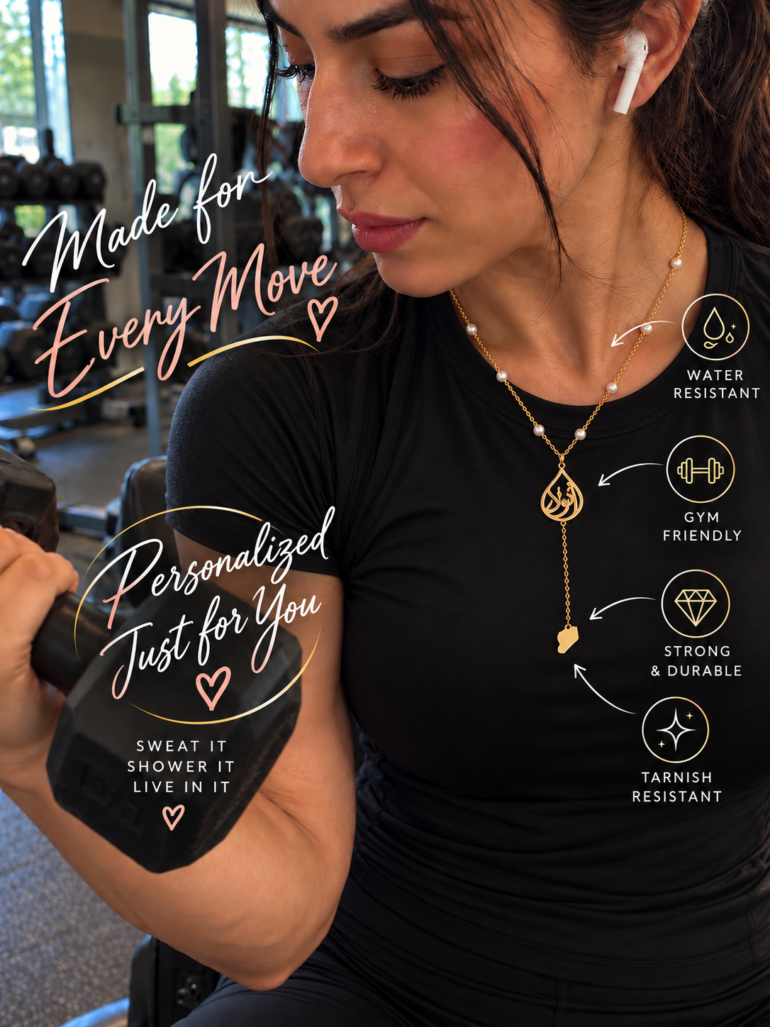 Rosary style custom Arabic Caligraphy necklace