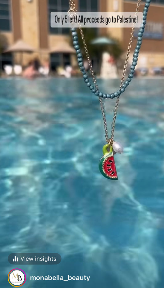 Watermelon double chain with charms