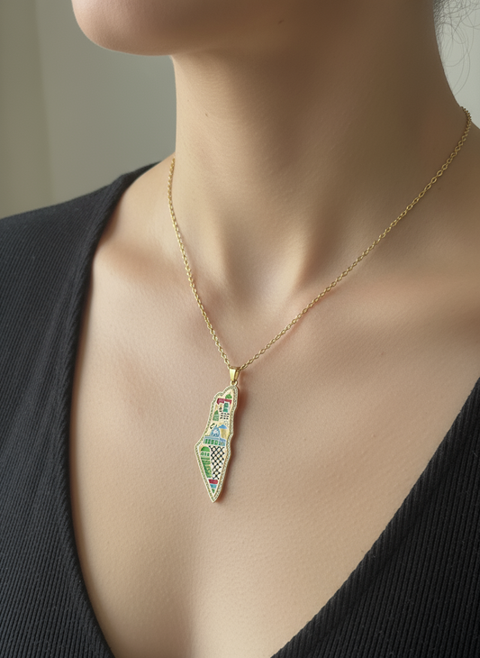 Palestine map Palestine key necklace