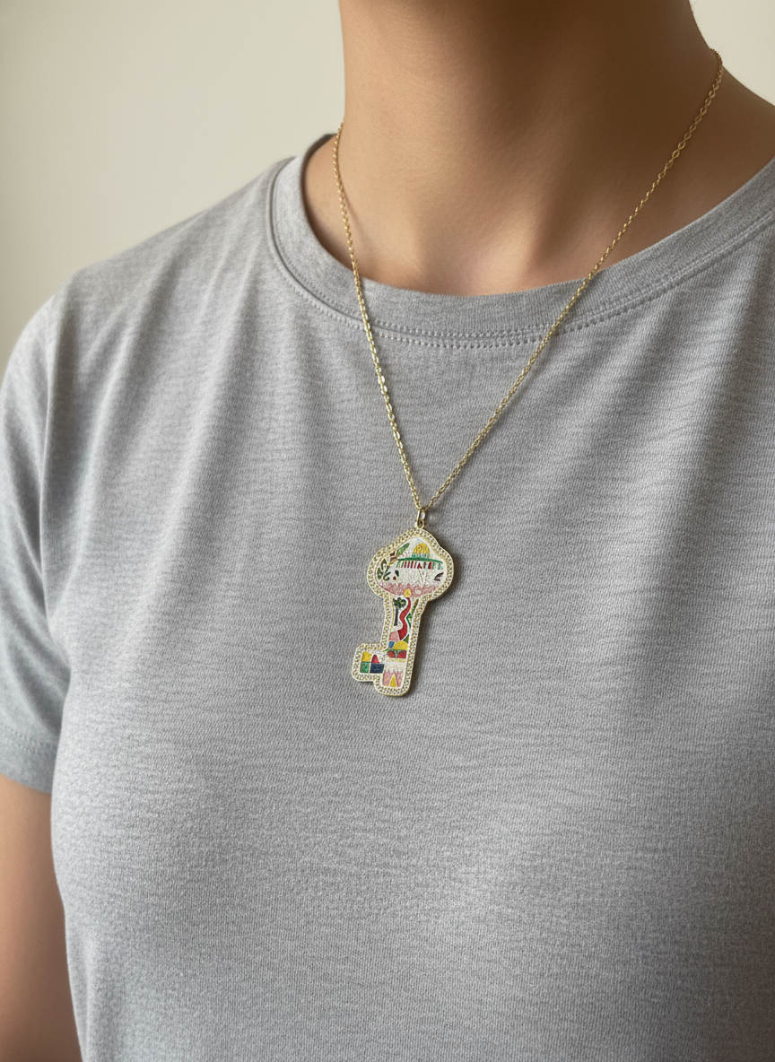 Palestine map Palestine key necklace