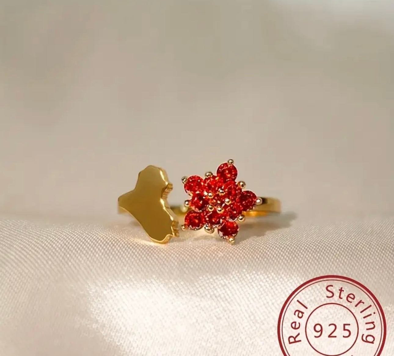 Country map flower rings sterling