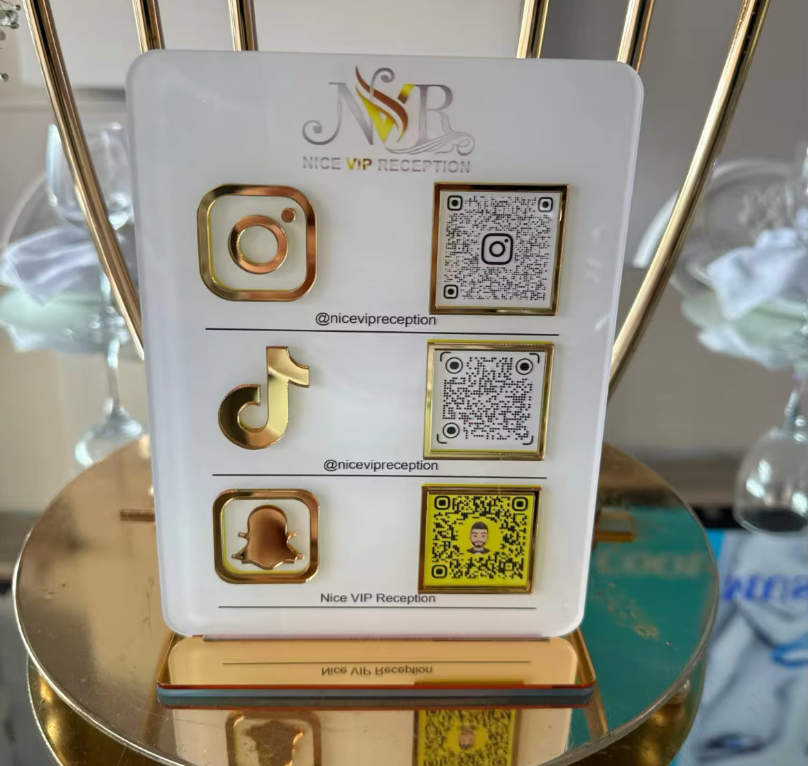 Social media QR code acrylic sign