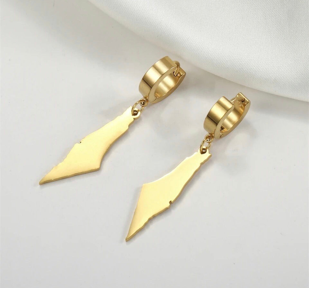 Palestine map drop earrings