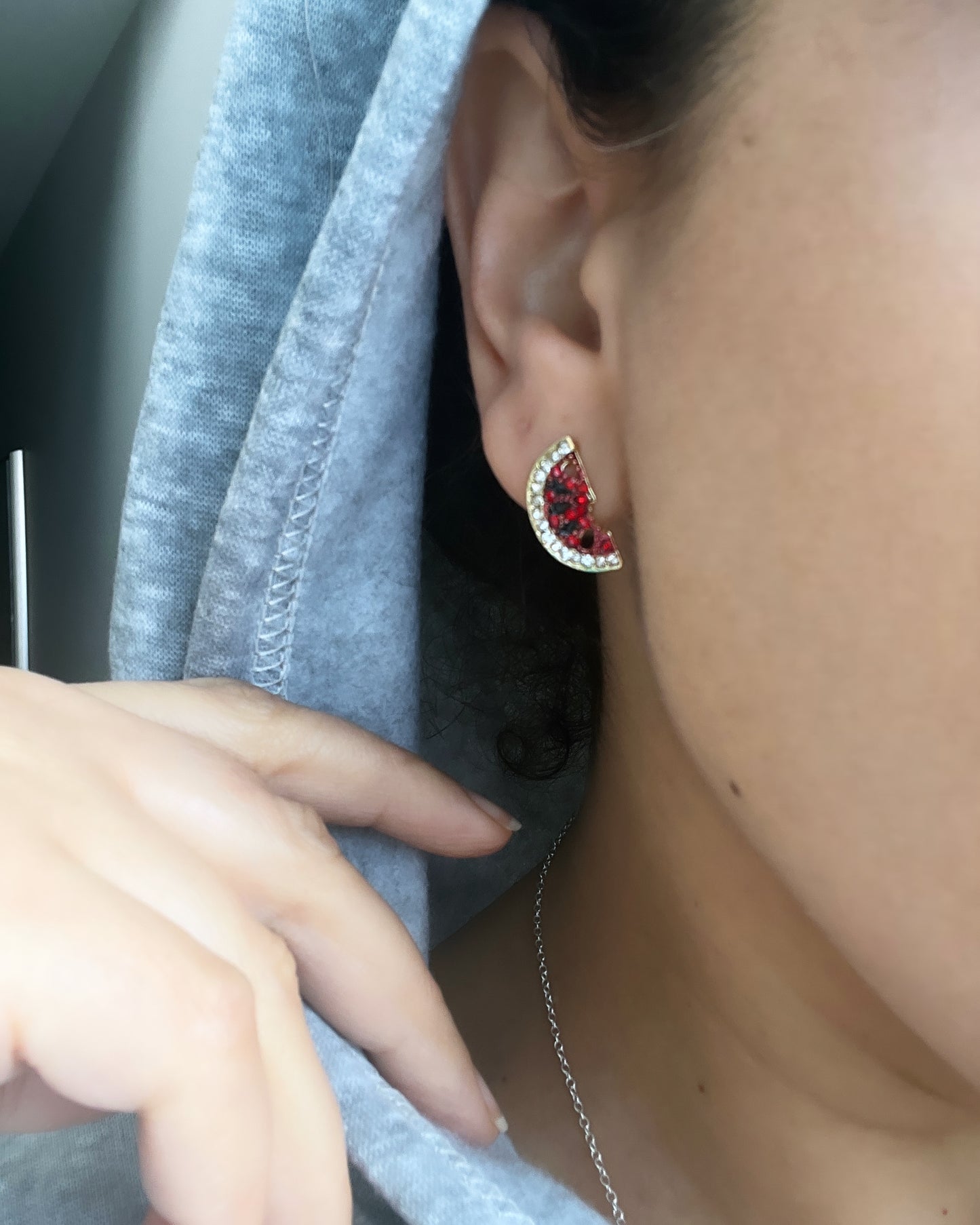 Water melon studded earrings