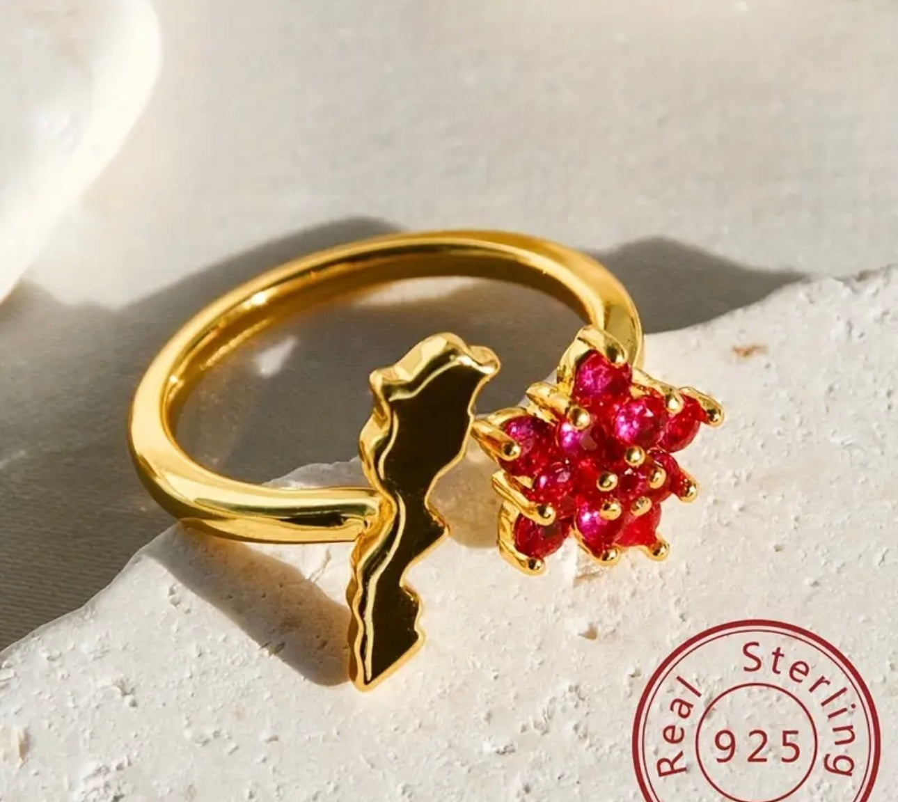 Country map flower rings sterling
