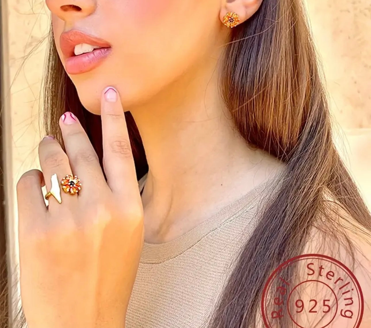 Country map flower rings sterling