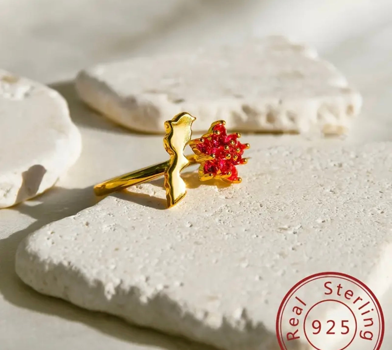 Country map flower rings sterling