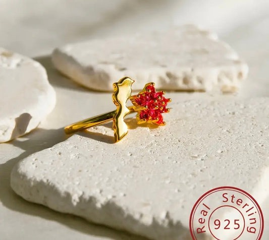 Country map flower rings sterling