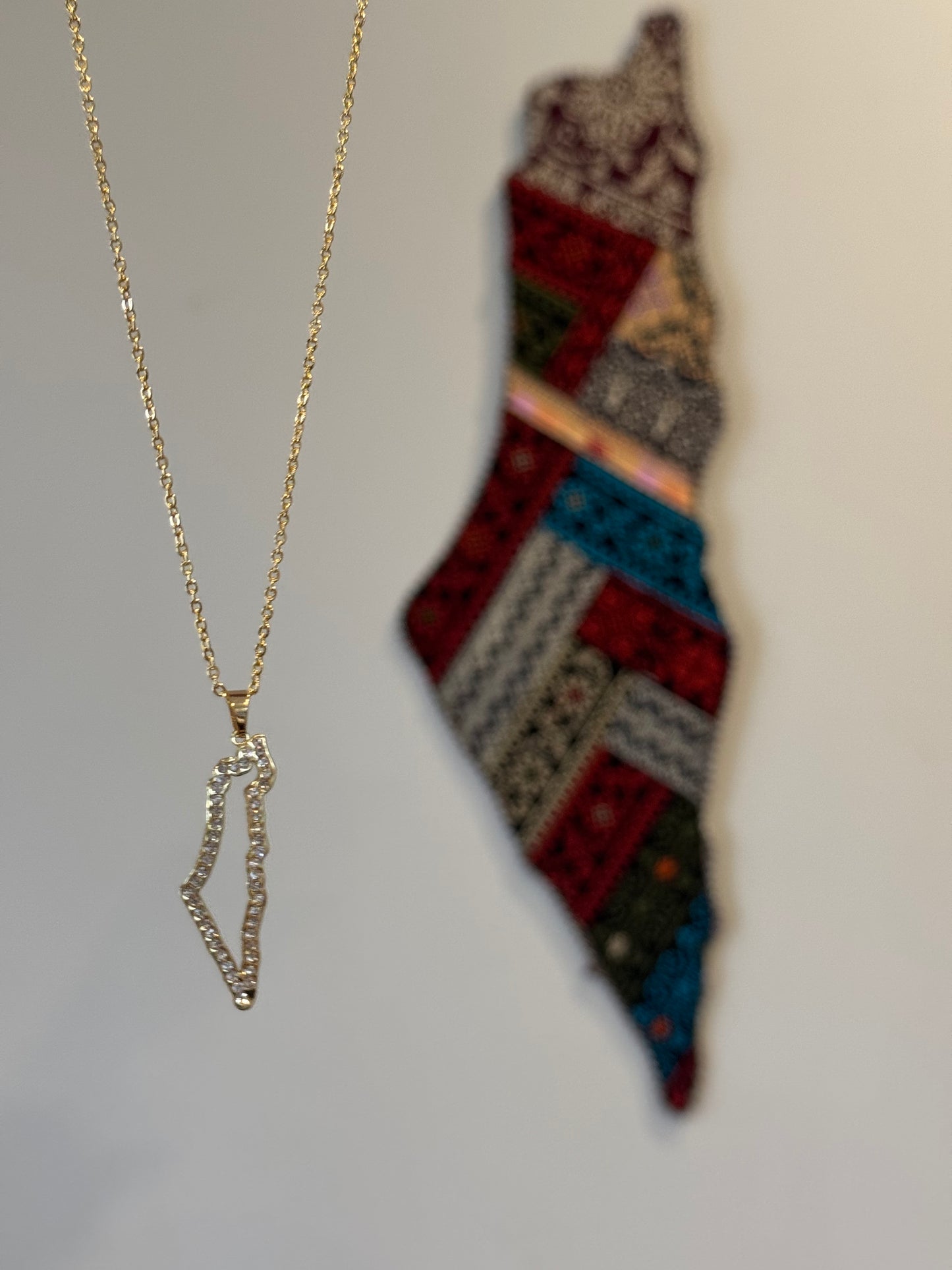 Palestinian Map Pendant with Cubic Zirconia