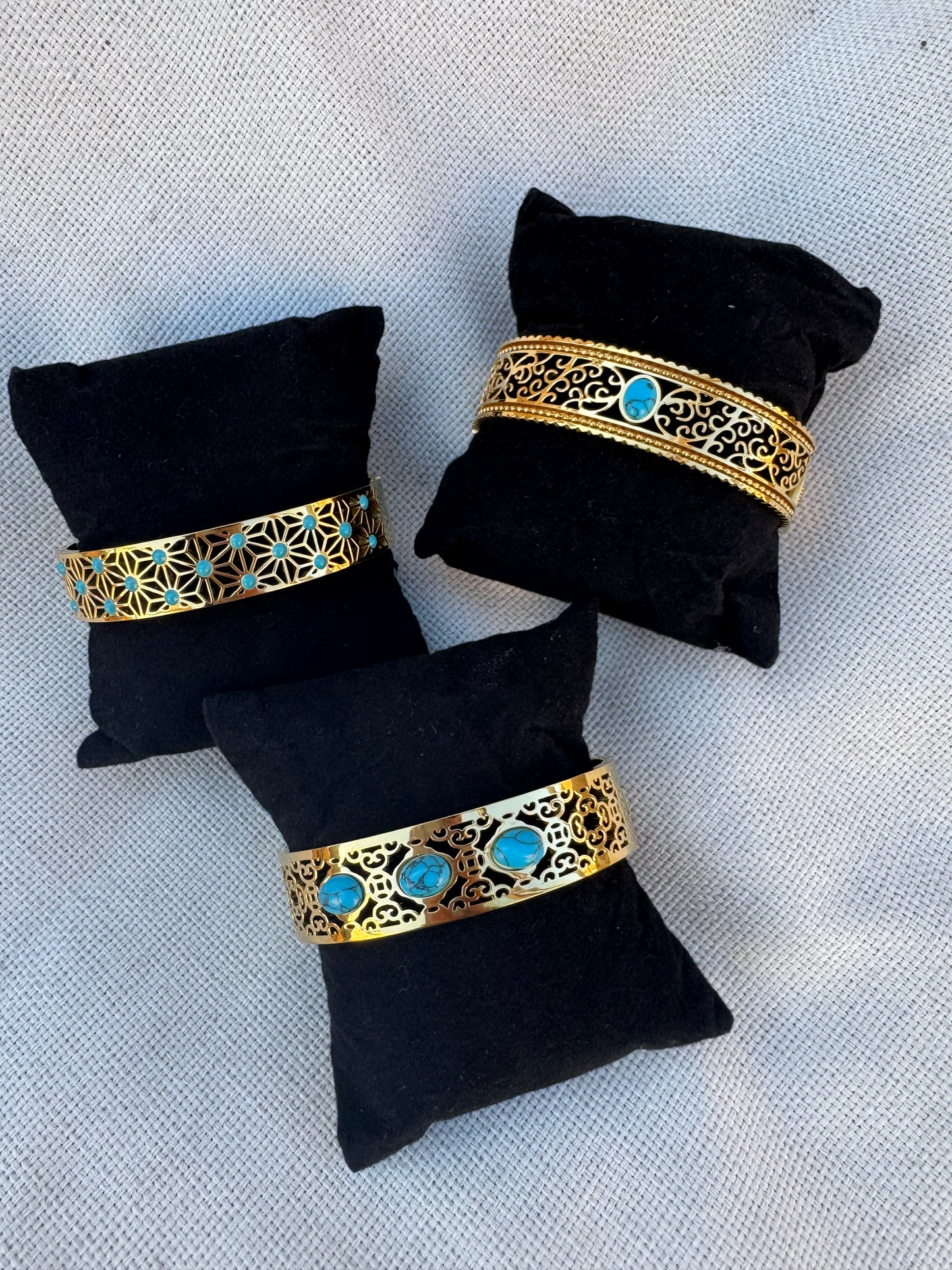 Gold turquoise stone bracelets