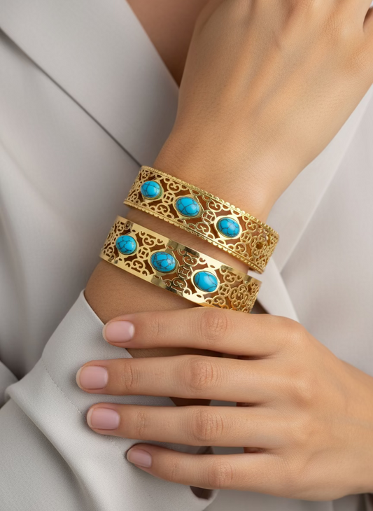 Gold turquoise stone bracelets