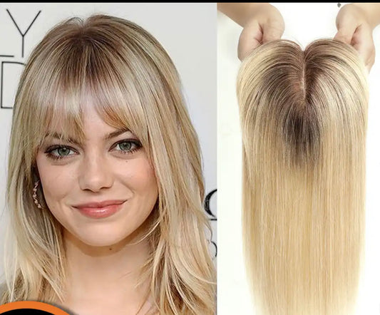 Realistic scalp blonde hair topper