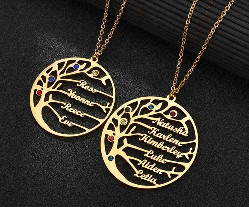 Tree of life family pendant with or without birthstones